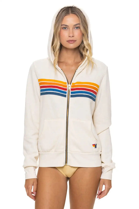 5 STRIPE HOODIE - VINTAGE WHITE