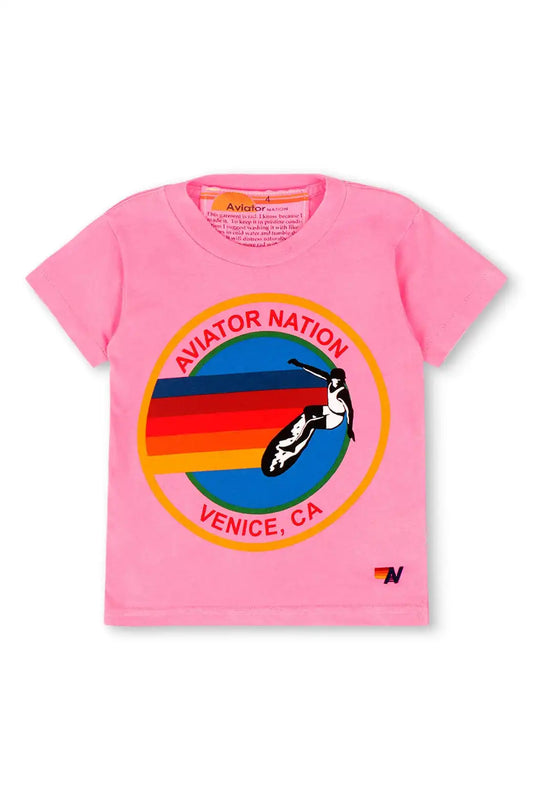 KID'S AVIATOR NATION VENICE TEE - NEON PINK