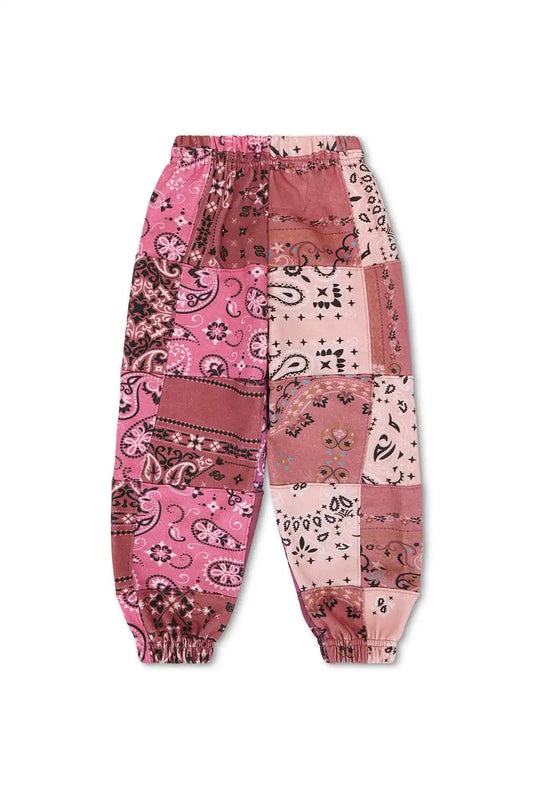 KID'S BANDANA QUILTED SWEATPANTS - PINK