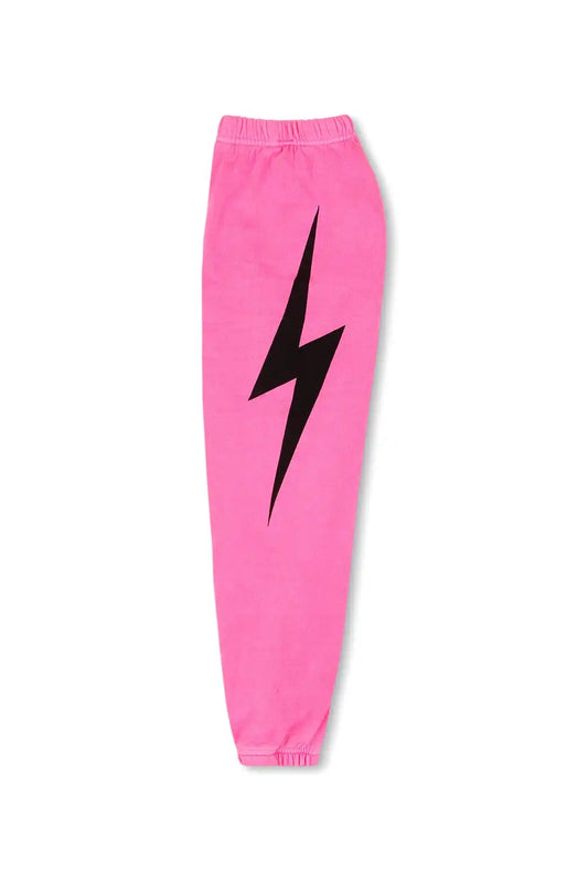 KIDS BOLT PRINT SWEATPANTS - NEON PINK