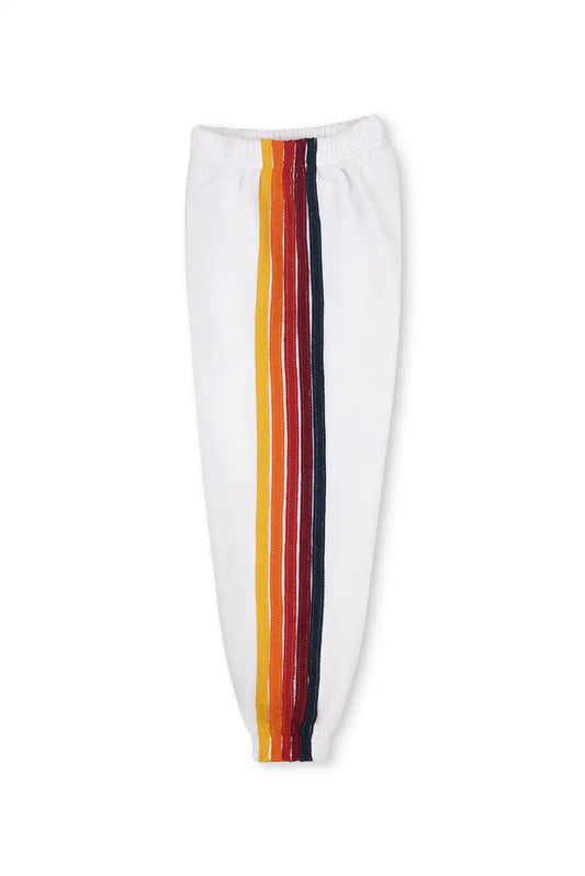 KID'S 5 STRIPE SWEATPANTS - WHITE