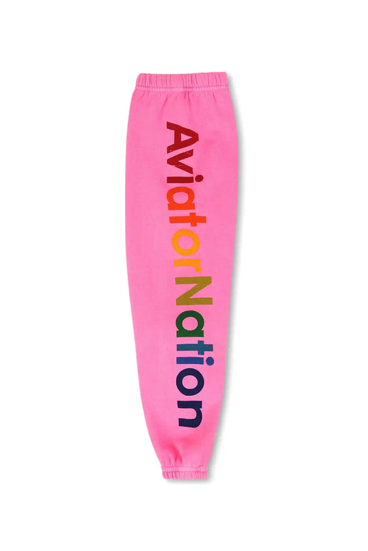KID'S AVIATOR NATION VENICE SWEATPANTS - NEON PINK