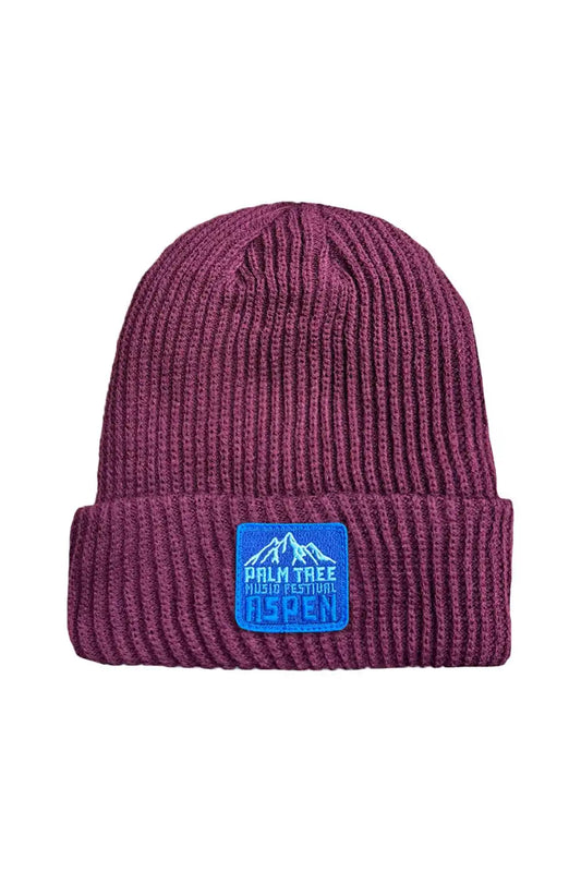 PALM TREE FESTIVAL ASPEN 2025 RIB BEANIE - BERRY