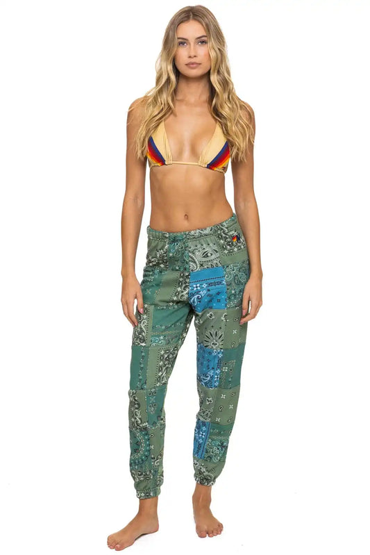 BANDANA QUILTED SWEATPANTS - GREEN