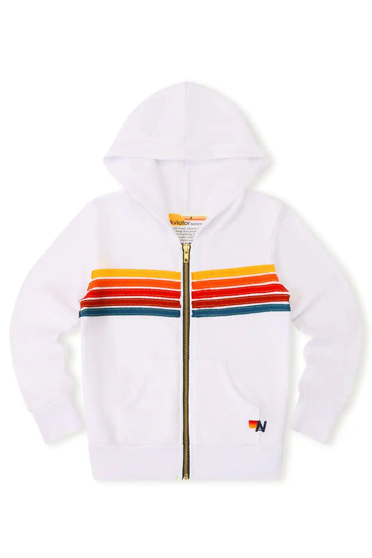KID'S 5 STRIPE HOODIE - WHITE