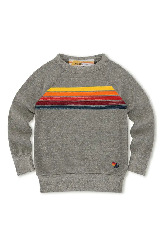 KID'S 5 STRIPE SWEATSHIRT - HEATHER GREY