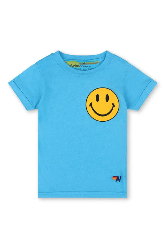 KID'S SMILEY 2 TEE - NEON BLUE
