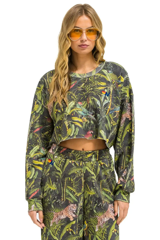 JUNGLE CROPPED CREW SWEATSHIRT RELAXED - VINTAGE CHARCOAL