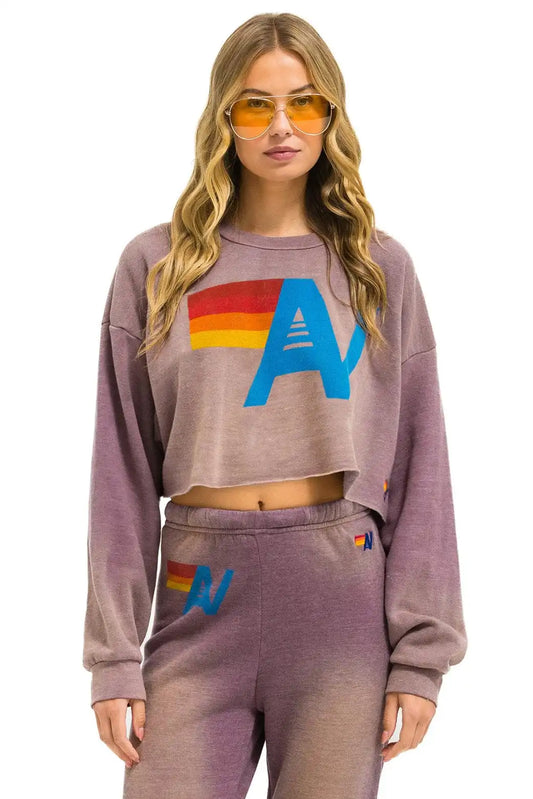 VINTAGE LOGO CROPPED CREW SWEATSHIRT RELAXED - FADED MOCHA