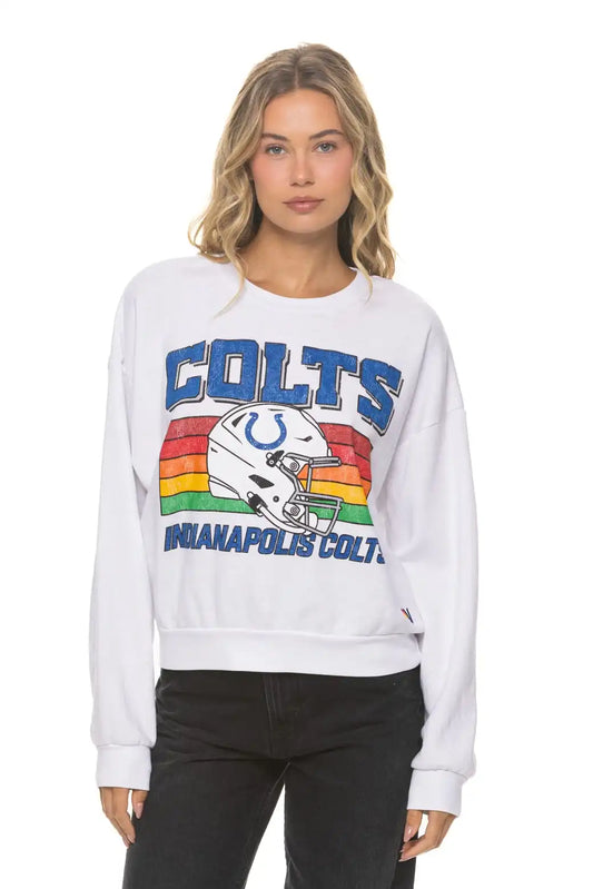 INDIANAPOLIS COLTS HELMET RELAXED CREW SWEATSHIRT - WHITE