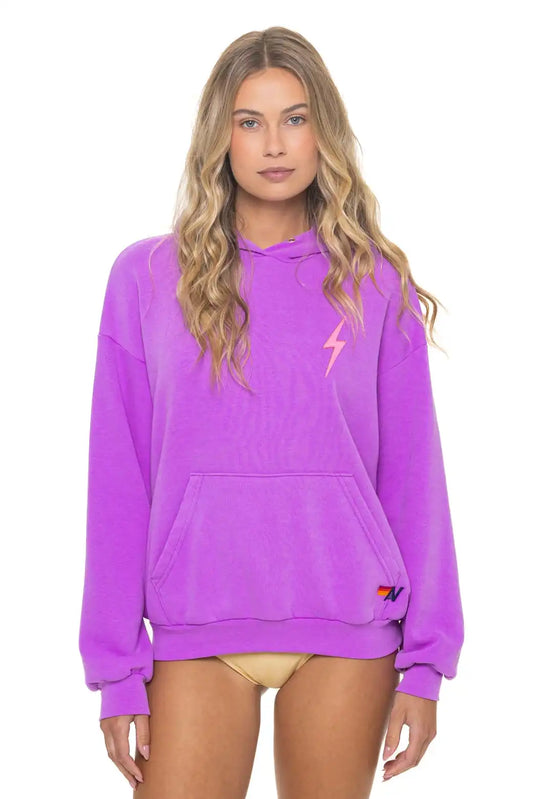 BOLT STITCH RELAXED PULLOVER HOODIE - NEON PURPLE // NEON PINK
