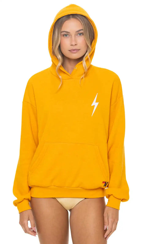 BOLT STITCH RELAXED PULLOVER HOODIE - VINTAGE GOLD // WHITE