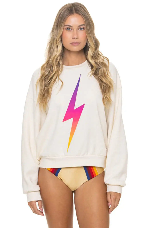BOLT FADE RELAXED CREW SWEATSHIRT - VINTAGE WHITE // PINK // PURPLE