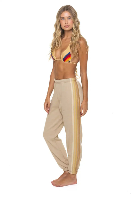 5 STRIPE SWEATPANTS - SAND // TAN