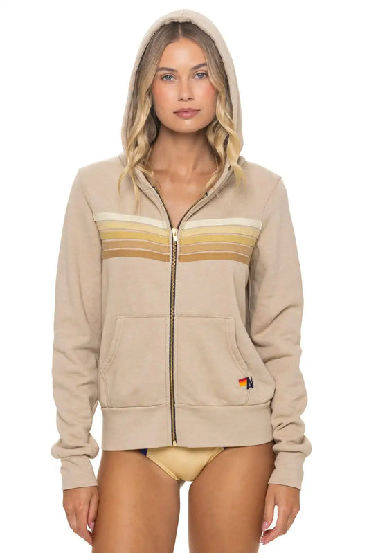 5 STRIPE HOODIE - SAND // TAN