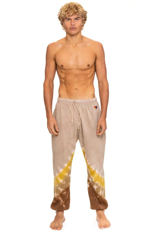 HAND DYED V SWEATPANTS - TIE DYE SAND // CINNAMON