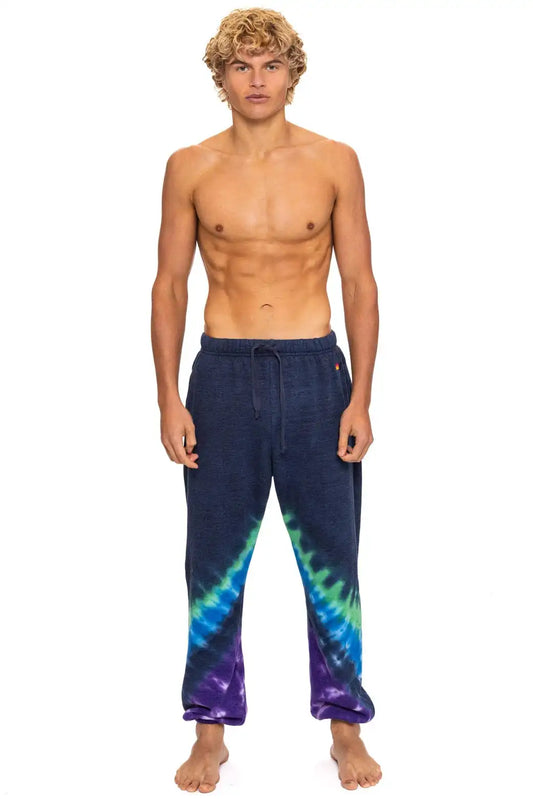HAND DYED V SWEATPANTS - TIE DYE MIDNIGHT // PURPLE