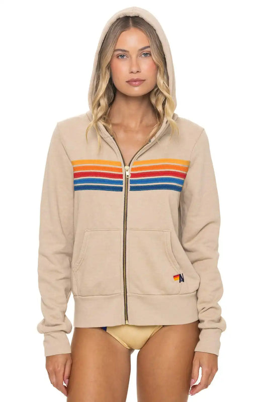 5 STRIPE HOODIE - SAND