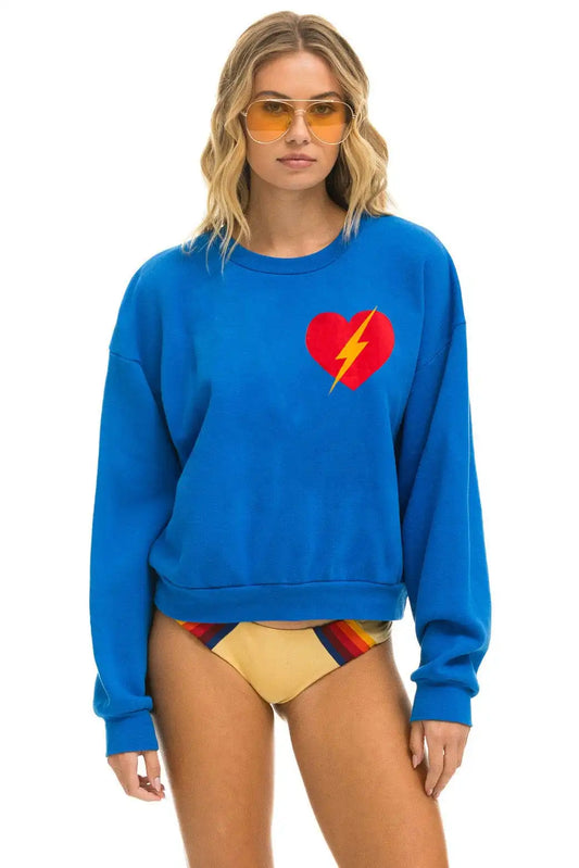 BOLT HEART RELAXED CREW SWEATSHIRT - ADVENTURE BLUE