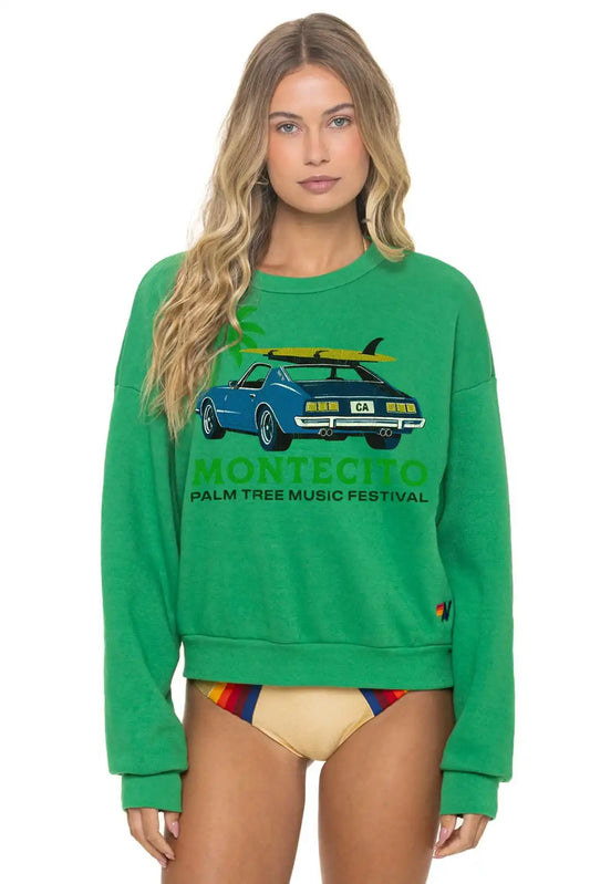 PALM TREE FESTIVAL MONTECITO 2026 RELAXED CREW SWEATSHIRT - KELLY GREEN