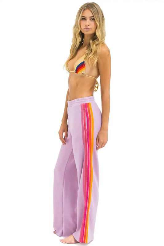 5 STRIPE WIDE LEG POCKET SWEATPANTS - MAUVE // MAGENTA // ORANGE