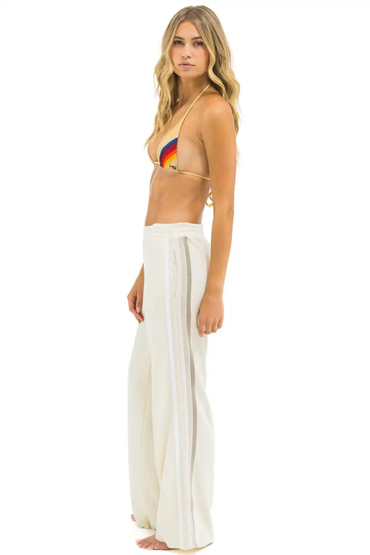 5 STRIPE WIDE LEG POCKET SWEATPANTS - VINTAGE WHITE // WHITE GREY