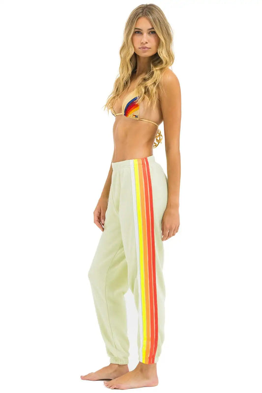 5 STRIPE SWEATPANTS - LIME CREAM // WHITE NEON