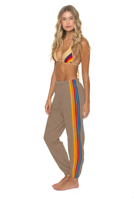 5 STRIPE SWEATPANTS - TAUPE