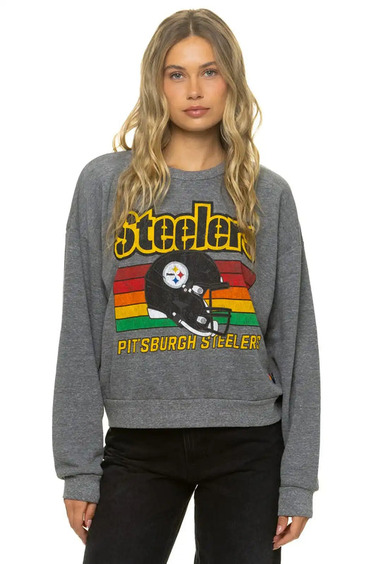 PITTSBURGH STEELERS HELMET RELAXED CREW SWEATSHIRT - HEATHER