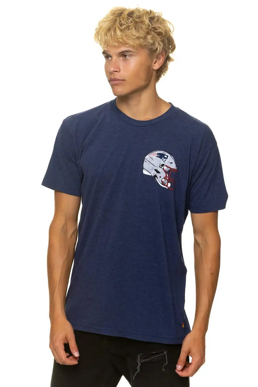 NEW ENGLAND PATRIOTS HELMET CREW TEE SHIRT - NAVY