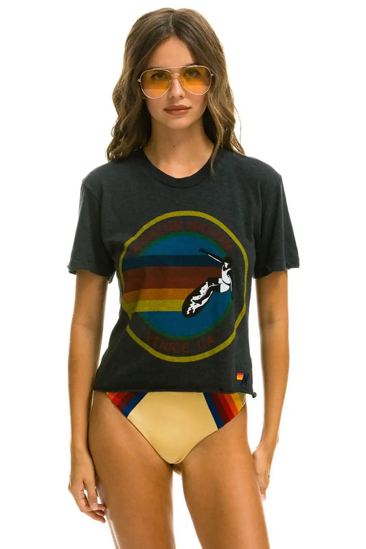 AVIATOR NATION LAS VEGAS BOYFRIEND TEE - CHARCOAL