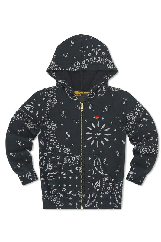 KID'S BANDANA ZIP HOODIE - CHARCOAL