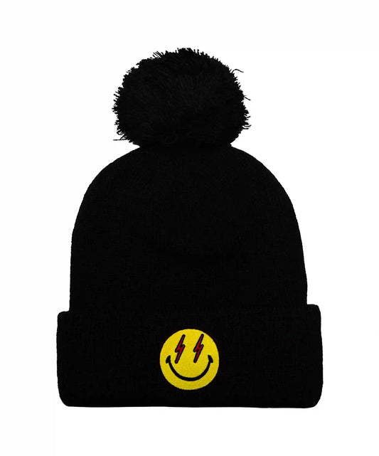BOLT SMILEY POM POM RIB BEANIE
