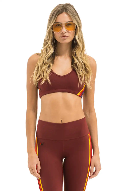WOMEN'S 5 STRIPE SPORTS BRA - BRICK