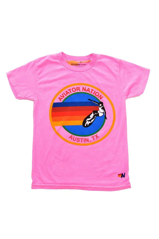 KID'S AVIATOR NATION AUSTIN TEE - NEON PINK