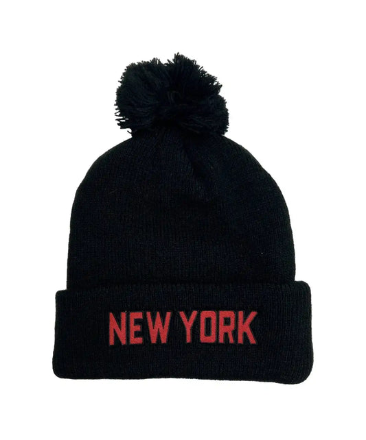 NEW YORK POM POM BEANIE - BLACK